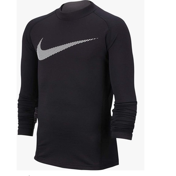 Nike Shirts \u0026 Tops | Nike Boys' Pro Warm Mock Neck Long Sleeve Shirt | Color: Black | Size: LG | Zvezdochka151's Closet